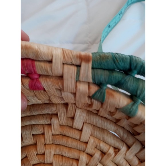 Vintage Colorful Shallow Woven Basket Boho Decor - Picture 5 of 10